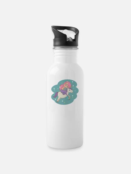 Einorn Mermaid - Water bottle with straw - white