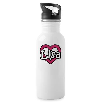 Lisa last name first name maiden name heart name day - Water bottle with straw - white - Right