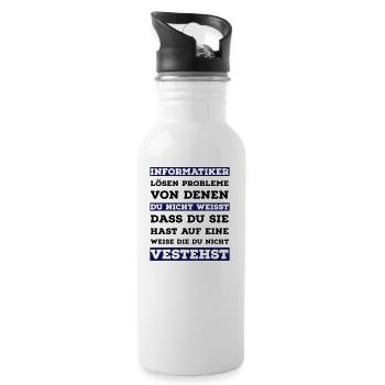informatiker spruch - Trinkflasche mit integriertem Trinkhalm - Weiß - Rechts