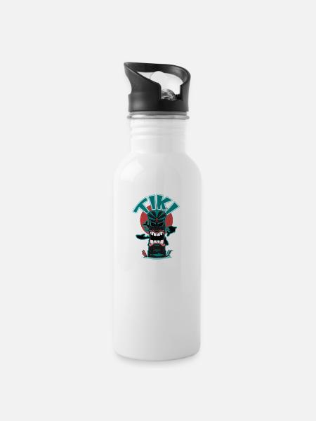 Tiki U-Boot - Trinkflasche mit integriertem Trinkhalm - Weiß