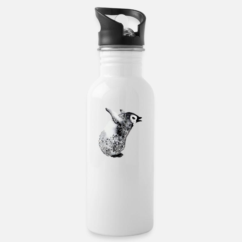 Bébé pingouin pleurant - Gourde avec paille intégrée - blanc