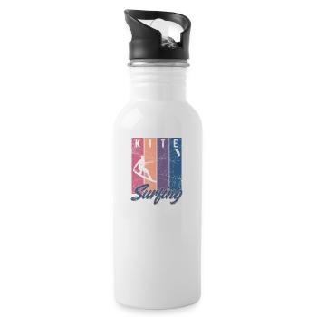 Kitesurfen Kitesurfer kiteboarding Geschenk surfen - Trinkflasche mit integriertem Trinkhalm - Weiß - Rechts