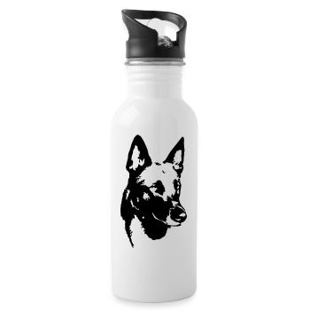 Tête de malinois - Gourde avec paille intégrée - blanc - Droite