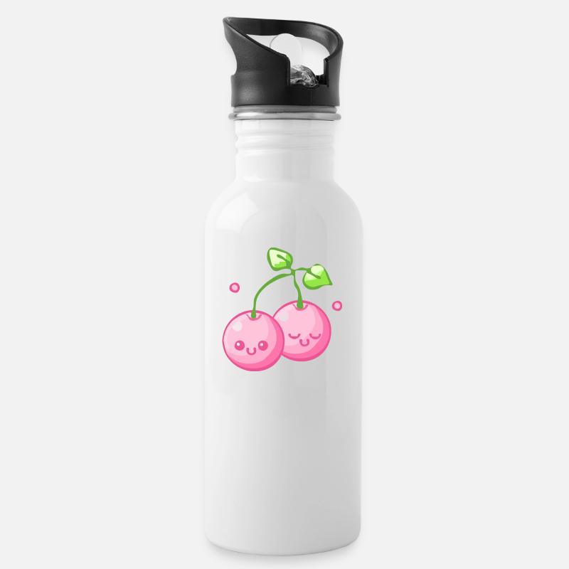 cerise - Gourde avec paille intégrée - blanc