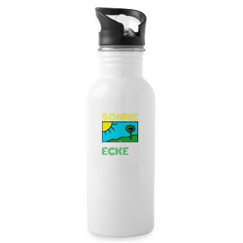 Die Sonne gehört in die Ecke Geschenk - Trinkflasche mit integriertem Trinkhalm - Weiß - Rechts