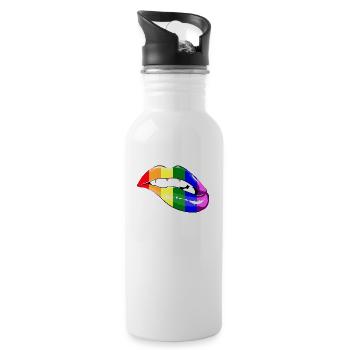 LGBT Rainbow Lips for Gay Gay Lesbia - Water bottle with straw - white - Right