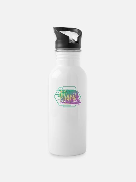 Miami Beach - Trinkflasche mit integriertem Trinkhalm - Weiß