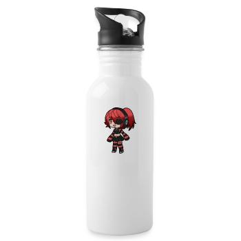 Red Emo Pirate Kid - Water bottle with straw - white - Right
