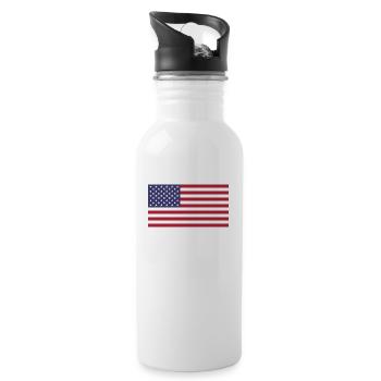 American Flag of United States - Water bottle with straw - white - Right