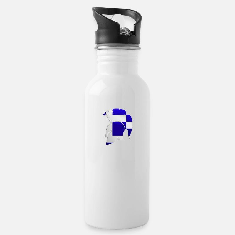 griechischer Helm - Trinkflasche mit integriertem Trinkhalm - Weiß