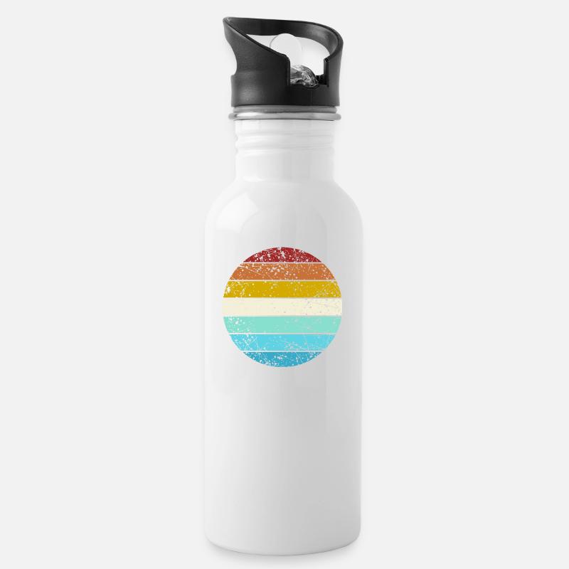 Retro Color Circle Vintage Look Basic Background - Trinkflasche mit integriertem Trinkhalm - Weiß