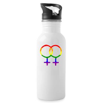 Gay Pride LGBT - Cadeau original - Gourde avec paille intégrée - blanc - Droite