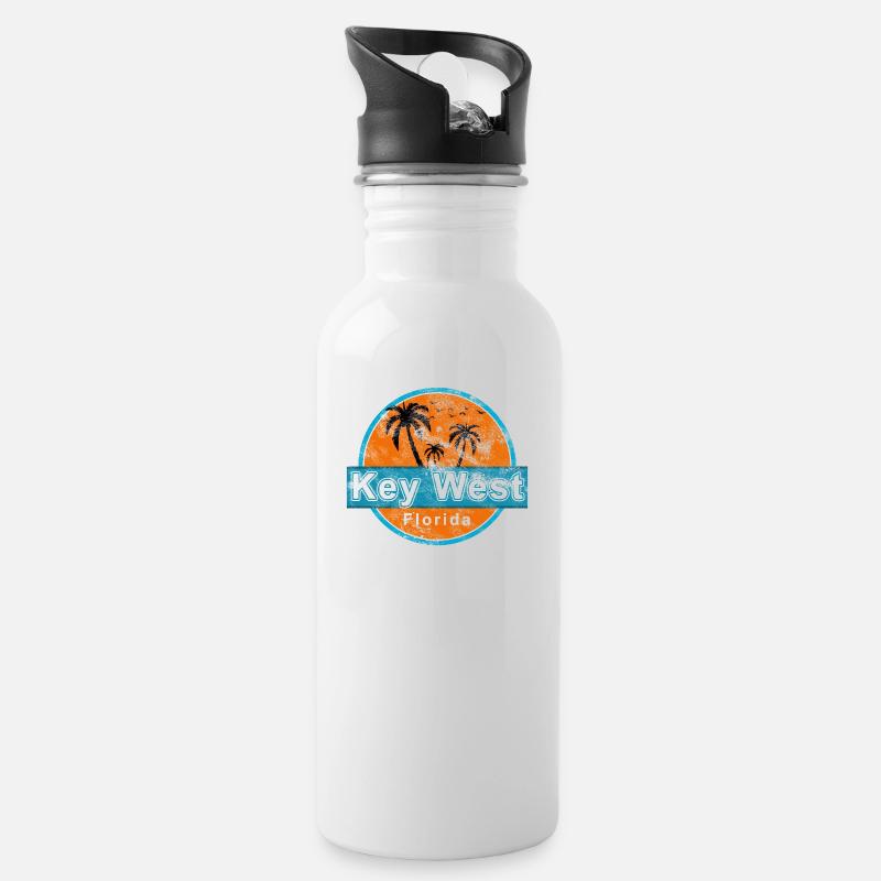 Key West Florida Vintage - Gourde avec paille intégrée - blanc