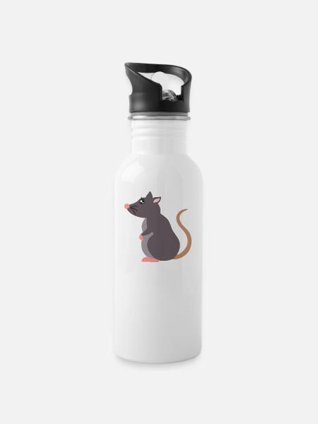 rat - Gourde avec paille intégrée - blanc