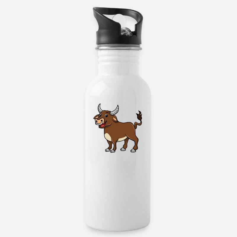 taureau - Gourde avec paille intégrée - blanc