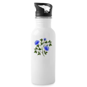 fleurs - Gourde avec paille intégrée - blanc - Droite