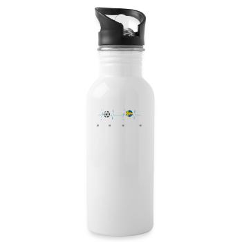 Leben Lieben Fußball Herz Fan Schweden - Trinkflasche mit integriertem Trinkhalm - Weiß - Rechts