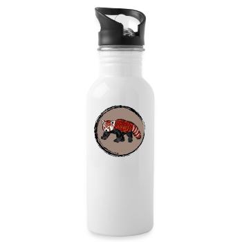 Roter Panda / Red Panda Design IV - Trinkflasche mit integriertem Trinkhalm - Weiß - Rechts