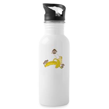 Monkey with banana - Water bottle with straw - white - Right