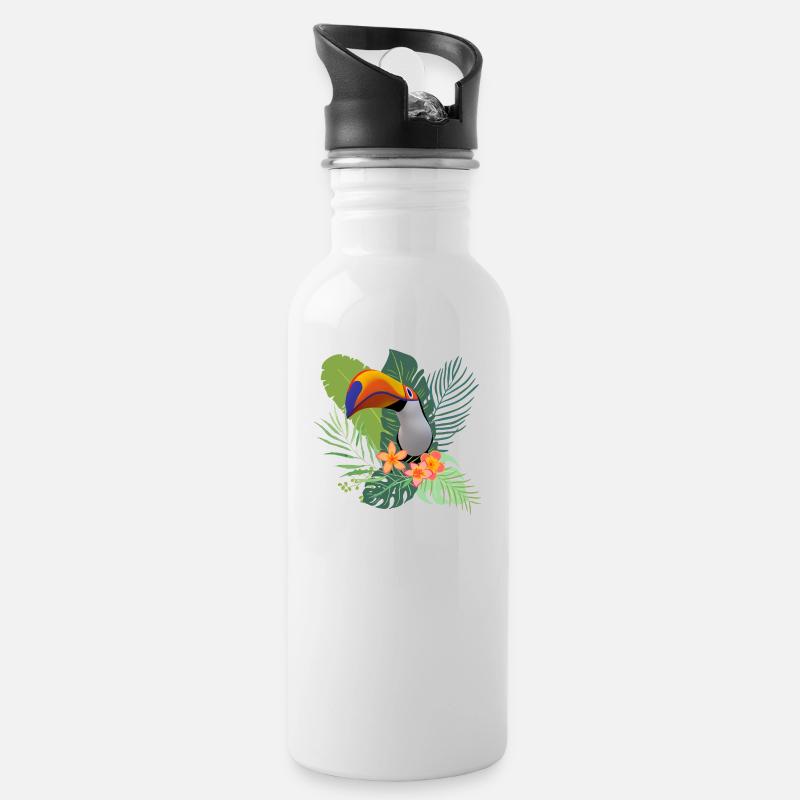 tropical - Gourde avec paille intégrée - blanc