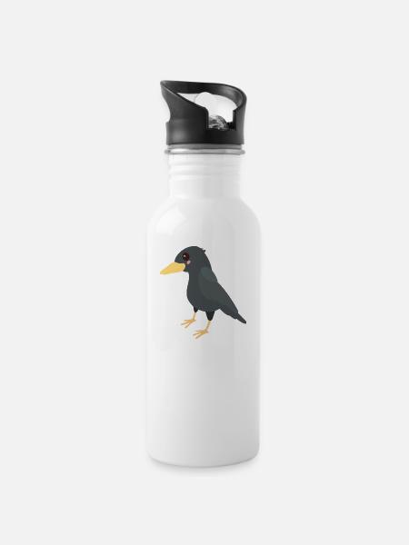 Rabe - Trinkflasche mit integriertem Trinkhalm - Weiß