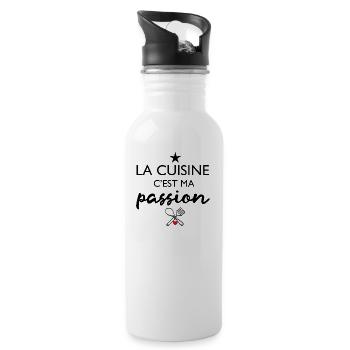 La Cuisine c'est ma Passion - Cadeau Humour - Gourde avec paille intégrée - blanc - Droite