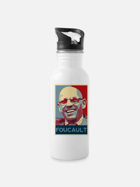 Michel Foucault - Trinkflasche mit integriertem Trinkhalm - Weiß