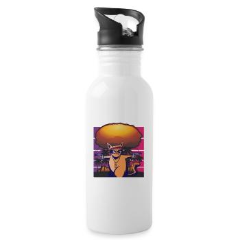 pew pew funny cat lustige katze geschenkidee - Trinkflasche mit integriertem Trinkhalm - Weiß - Rechts