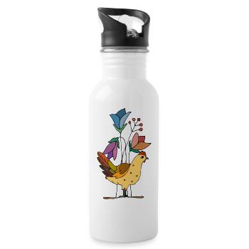 Poule - Gourde avec paille intégrée - blanc - Droite