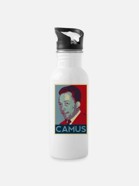 Albert Camus Koszula - Bidon z wbudowaną słomką - biały