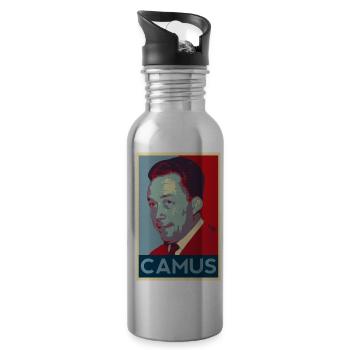 Albert Camus Shirt - Trinkflasche mit integriertem Trinkhalm - Lightsilver - Rechts