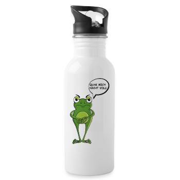 Statement Frosch Kröte laber nicht lustig Geschenk - Trinkflasche mit integriertem Trinkhalm - Weiß - Rechts