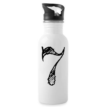 Number 7 Sept - Number 7 (hand-drawn) - Water bottle with straw - white - Right