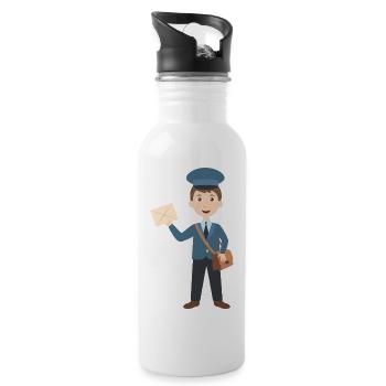 Post Beamter Briefträger - Trinkflasche mit integriertem Trinkhalm - Weiß - Rechts