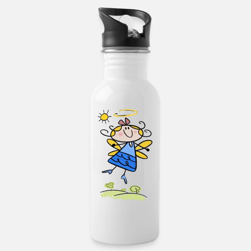 Kleiner Schutzengel - Trinkflasche mit integriertem Trinkhalm - Weiß