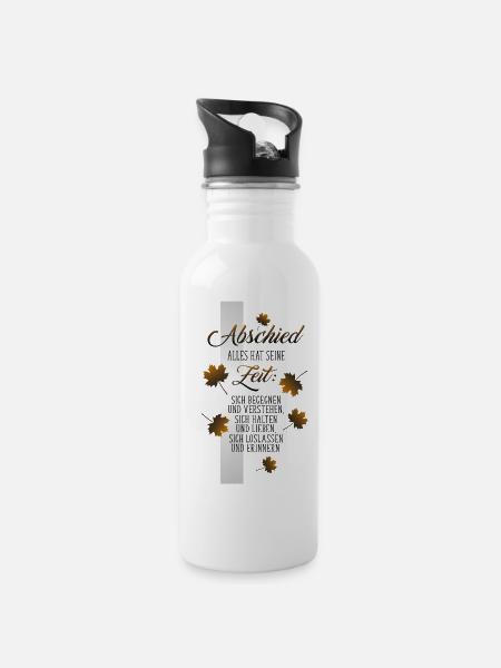 Abschied - Trinkflasche mit integriertem Trinkhalm - Weiß