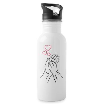 hand paw love - Water bottle with straw - white - Right