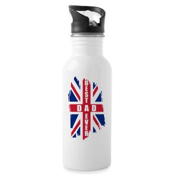 Bester Vater den es gib - Trinkflasche mit integriertem Trinkhalm - Weiß - Rechts