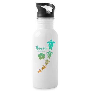 Aloha Turtles Hawaii Surfing Paradise - Water bottle with straw - white - Right