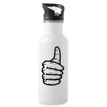 Daumen hoch - Trinkflasche mit integriertem Trinkhalm - Weiß - Rechts