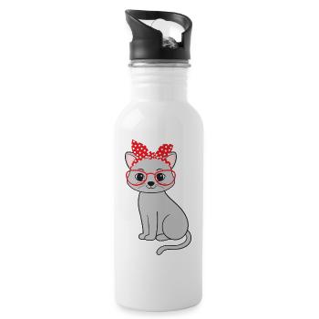 Chat Chats - Gourde avec paille intégrée - blanc - Droite