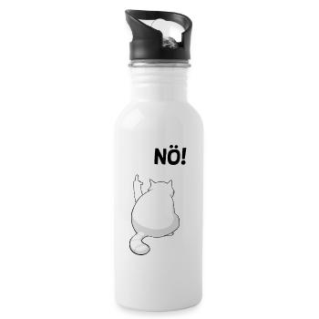 Nö Katze Statement Lustiger Sarkasmus Spruch - Trinkflasche mit integriertem Trinkhalm - Weiß - Rechts