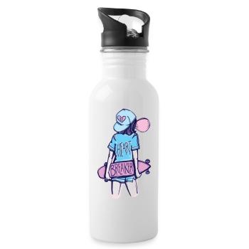 Heart breaker skater girl - Trinkflasche mit integriertem Trinkhalm - Weiß - Rechts