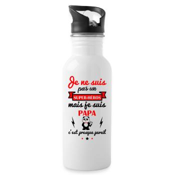 Pas super héros papa,cadeau père,fête des pères - Gourde avec paille intégrée - blanc - Droite