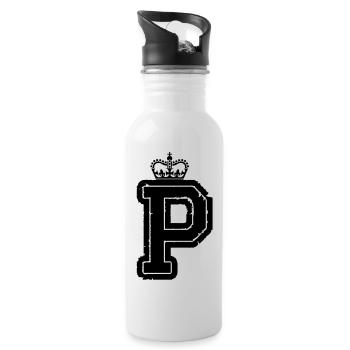 letter P krone - Water bottle with straw - white - Right