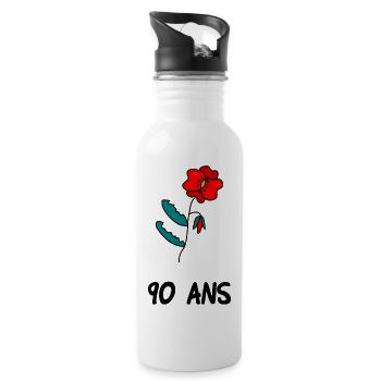 90 ANS. 90e ANNIVERSAIRE. ANNIVERSAIRE 90 ANS - Gourde avec paille intégrée - blanc - Droite