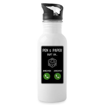 Pen and Paper ruft an - Trinkflasche mit integriertem Trinkhalm - Weiß - Rechts