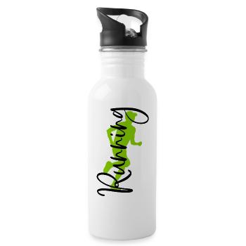 Running Sport Fitness Run Jogging Runners Jogger - Water bottle with straw - white - Right