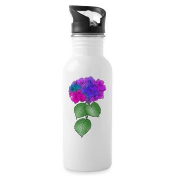 Hortensie Pflanze Blume bunt Frühling Natur - Trinkflasche mit integriertem Trinkhalm - Weiß - Rechts