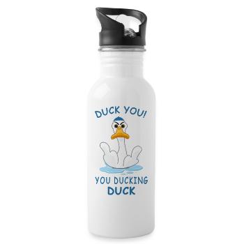 Duck You, you ducking duck - Trinkflasche mit integriertem Trinkhalm - Weiß - Rechts